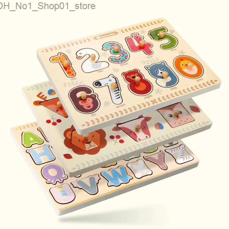 ソートネスティングスタッキングおもちゃモンテッソーリ番号/アルファベット認識パズル子供用の木製のおもちゃ