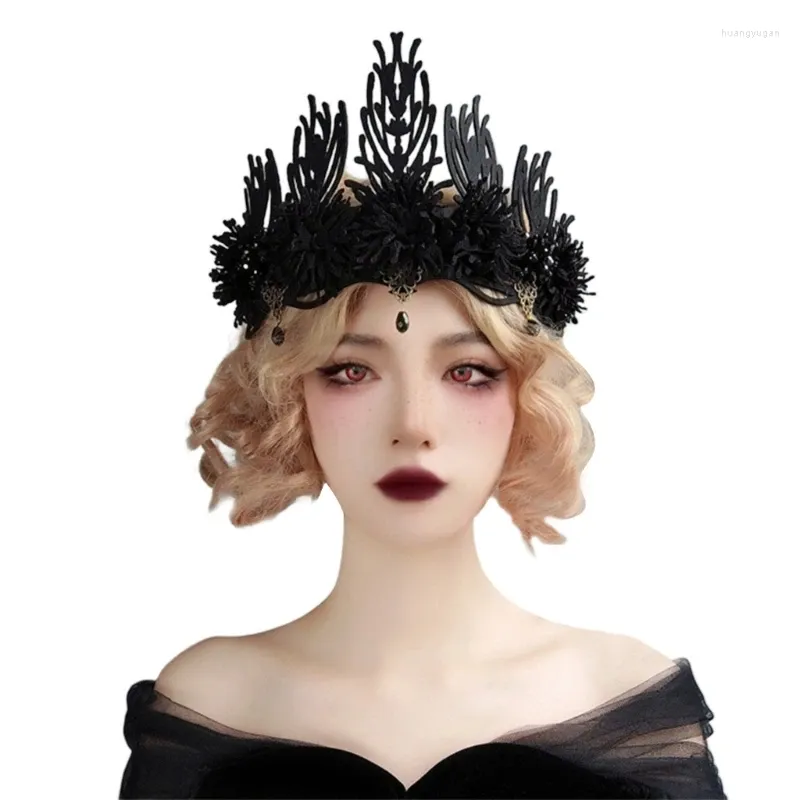 Party Supplies Schwarz Hexe Stirnband für Frauen Mädchen Gothic Prinzessin Tiaras Genickstück Halloween Kostüme Kopfschmuck R7RF