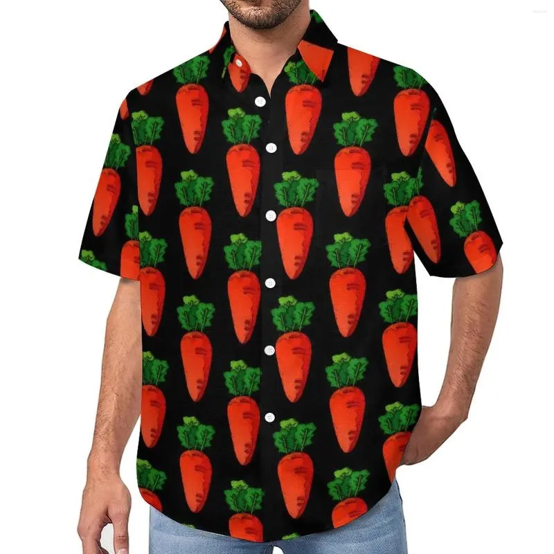 Freizeithemden für Herren, rote Radieschen, lockeres Hemd, Herren, Urlaub, Karotten, Hawaii-Design, kurze Ärmel, Retro, übergroße Blusen