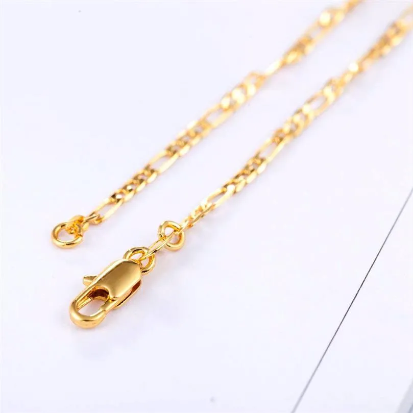 10pcs 14k ouro e prata 2 mm Curb italiano Link Chain Colar Colar Chain Colar Momen Girls Menino Menino Colar de moda Gold257z