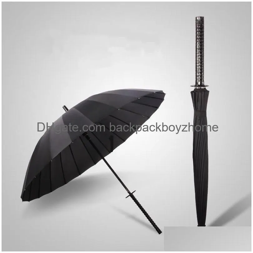 Parapluies Parapluies Creative Man Long Manche Samurai Ninja Sword Parapluie Japonais Ninja-Like Grand Coupe-Vent Soleil Pluie Droit Ouvert D Dhcwm