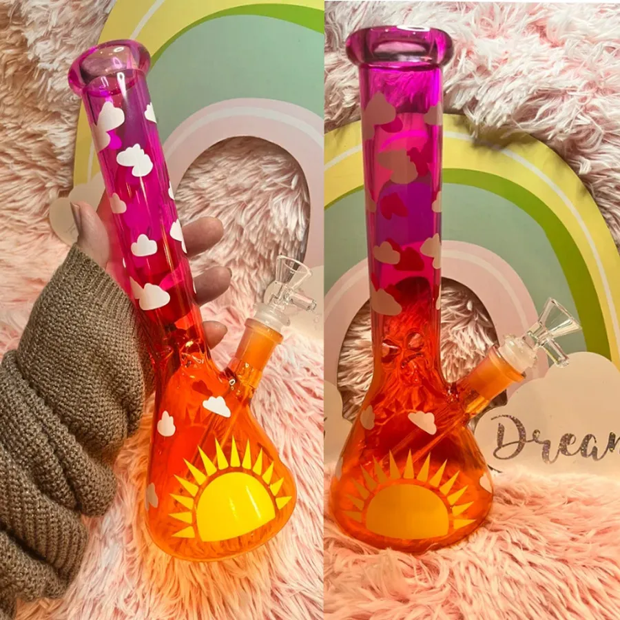 Kalın Cam Su Bongs Heady Dab Teçhizatlar Hookahlar Shisha Downstem PERC Bubbler Benzersiz Bong ile 14mm Kase