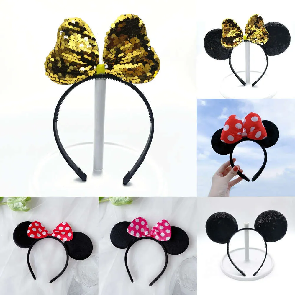 Nouvelles fournitures de jouets de Noël 2 pièces nœud rose rouge pour filles garçons adultes bandeau oreilles de souris à pois accessoires de cheveux de fête d'anniversaire cadeaux de fête de noël décor de couvre-chef