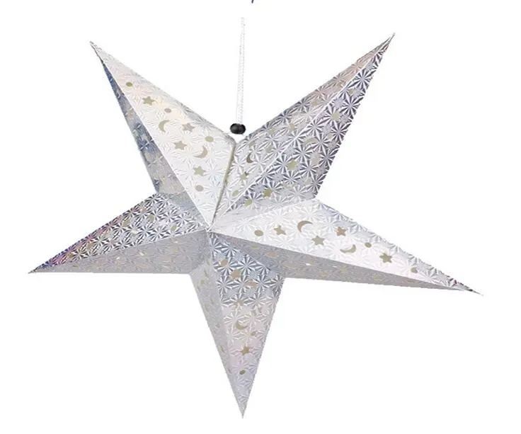 Décorations de noël stéréo double laser de qualité supérieure, étoiles en papier pliable colorées suspendues dans le hall des étoiles, livraison gratuite