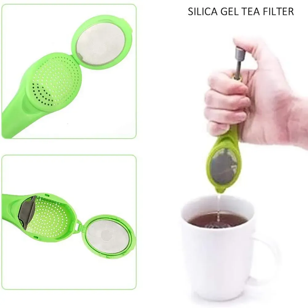 Tea Infusers 18cm Drinking Tools Drinkware Creative Built-in Plunger Silicone TeaInfuser Non-toxic Plastic Coffee Tea-Strainers DHL Delivery