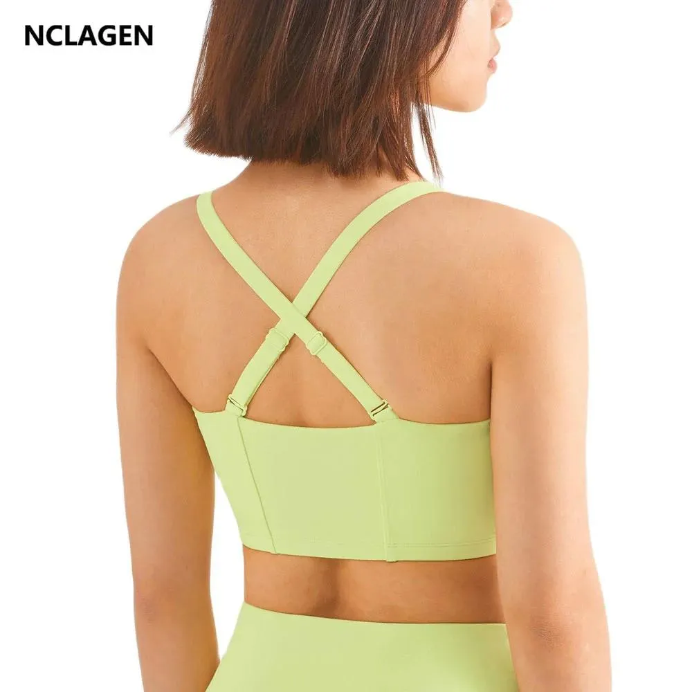 set NCLAGEN Sport Bra Adjustable Workout Women High Support Fitness Underwear Pushup Gym Crop Top Elastic Beautiful Back Yoga Vest