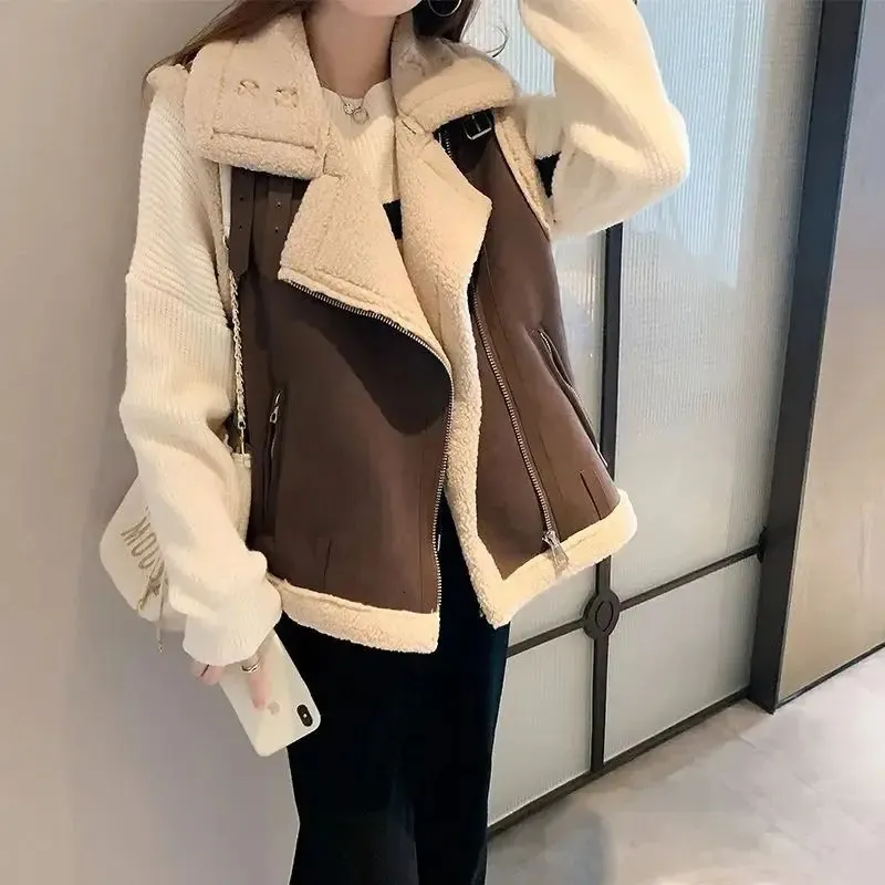Leather fur vest womens hot sale