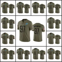 Jerseys ''Lions''Custom Men #20 Barry Sanders 97 Aidan Hutchinson 16 Jared Goff Women Youth''''Olive Salute To Service Limited Jersey