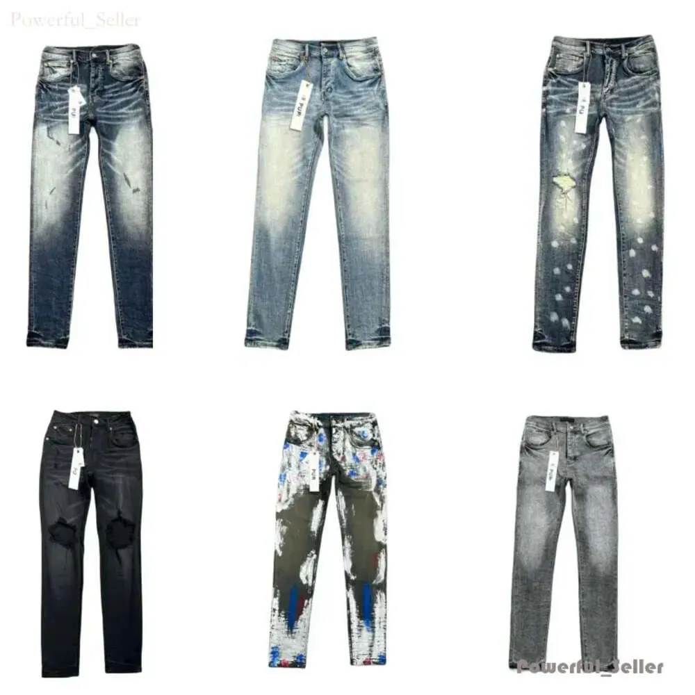 Jeans dritti firmati viola da uomo Pantaloni in denim streetwear retrò di alta qualità