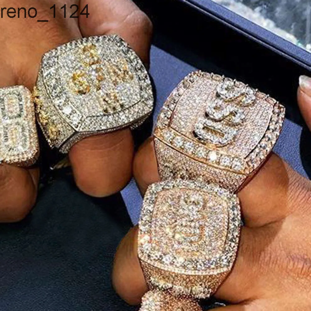 Customize jewelry cz diamond chunky rings men's name letter ring hip hop custom iced out ring