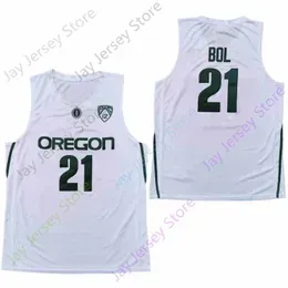 2020 New NCAA College Oregon Ducks Jerseys 21 Bol Basketball Jersey White Size Youth Adult All Stitched