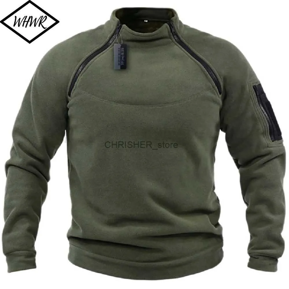 Taktiska jackor Vintermän stående krage fleece Pullover Solid Color Tactical Outdoor Jacket Hunting Clothers Pindproect Thicken Thicken Coatl23118