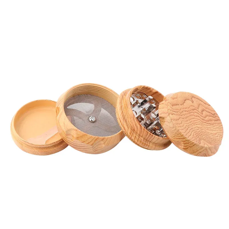 Wood Drum Smoking Herb Grinders Resin Wood-Printed Tobacco Shredder Hand Grinder 40mm 50mm 63mm