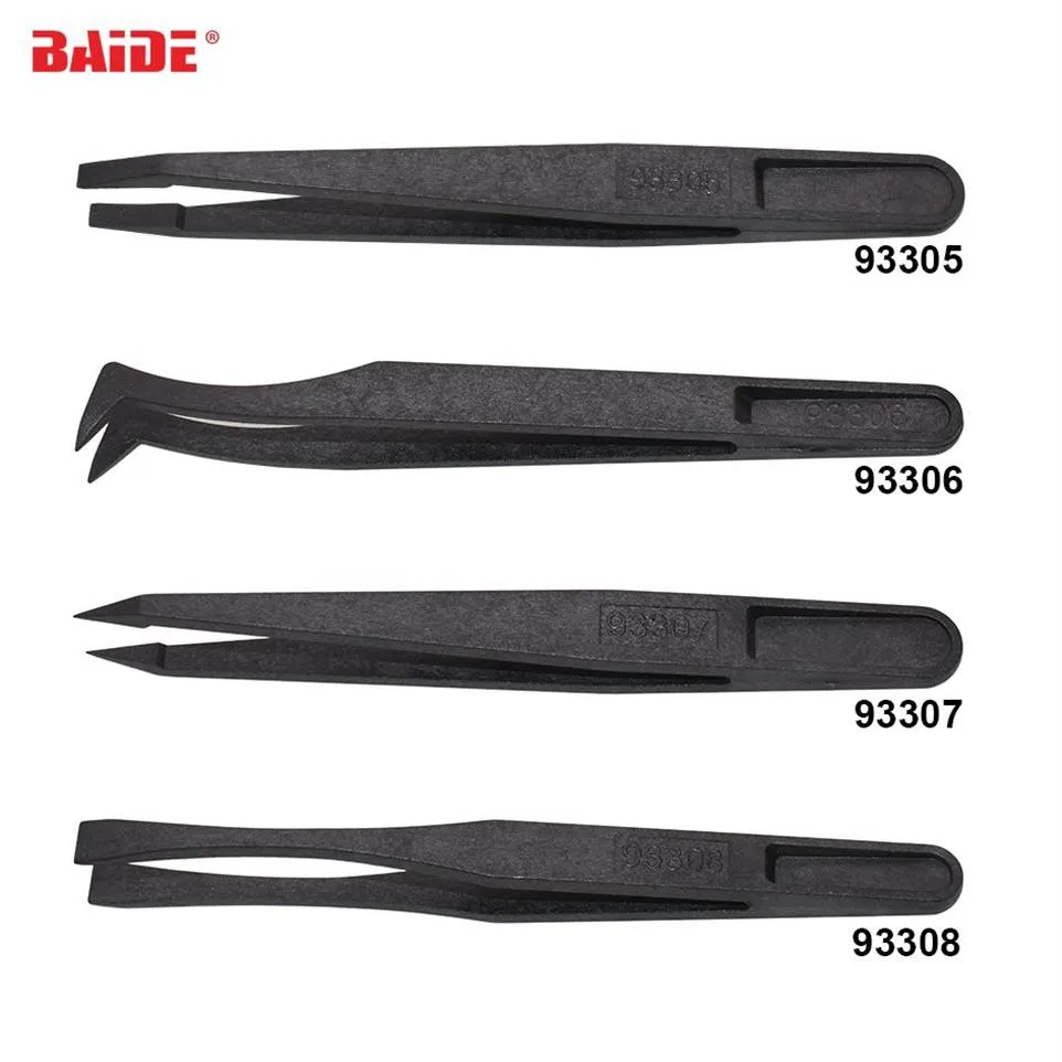 500pcs lot Whole 93301 Black ESD Tweezers Set Plastic Anti Static Electronic Tweezers Anti-static Forceps212R