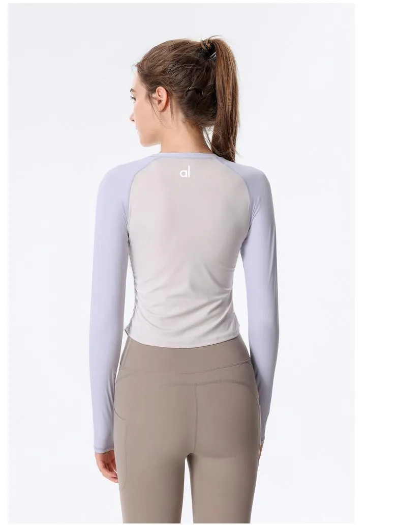 Al Yoga Long Sleeve Shirt Womens Tight Yoga Shirts Clothes Long-sleeved Top Zipper Fitness CX722