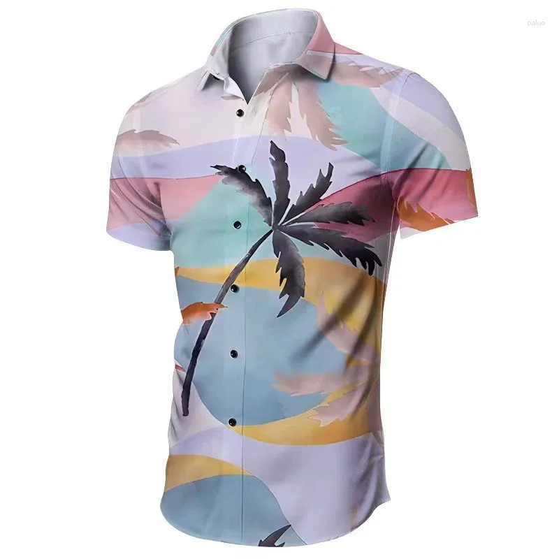 Camisas Casuais Masculinas 2023 Primavera E Verão Tendência - Venda De Lapela Botão Camisa De Manga Curta