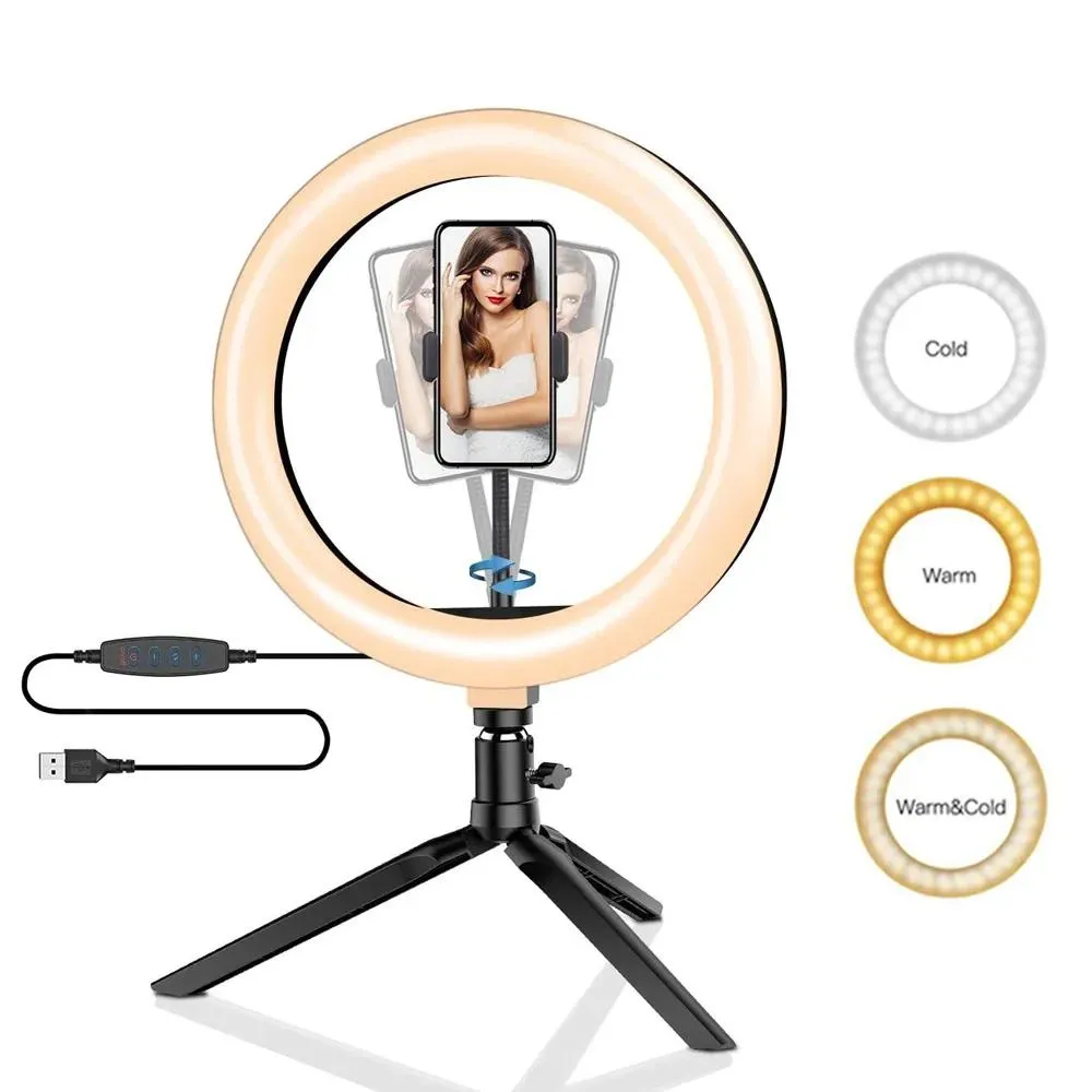 Tillbehör Selfie Ring Lamp LED -ring LIVE LIGHTS MED TRIFOD RING FÖR SELFIE TELEFON VIDEO FOTOGRAFI LIGHING FÖR YOUTUBE TELEVERER