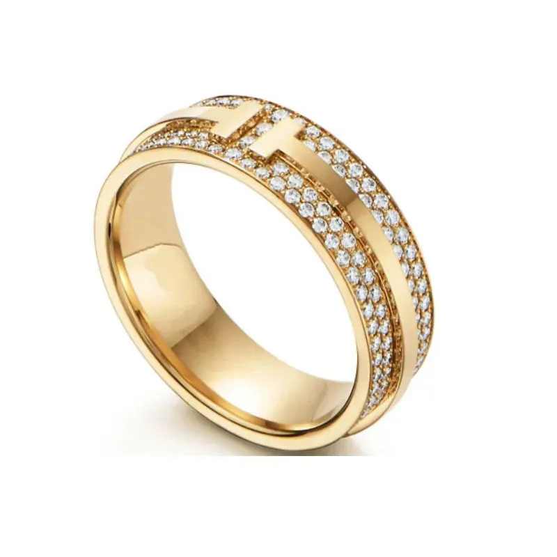 T GG Vente chaude designer série T marque anneaux de mariage classique haute qualité bijoux hommes femmes couple bague en diamant complet style moderne accessoires de mode en gros