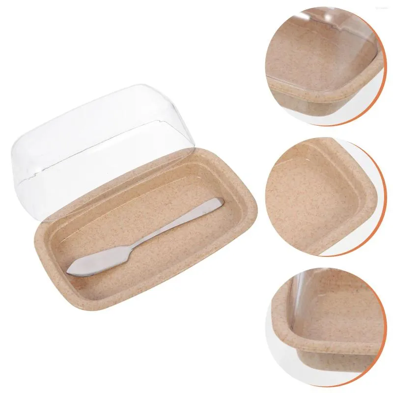 Dinnerware Sets Butter Crisper Bread Dessert Holder Tray Restaurant Cheese Dish Plastic Plate With Lid