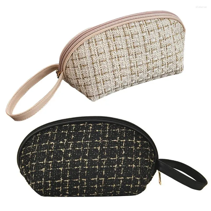 Cosmetic Bags Tweed Lipstick Storage Bag Zipper Clutch Large Capacity Cute Makeup Pouch Multifunctional For Women And Girls