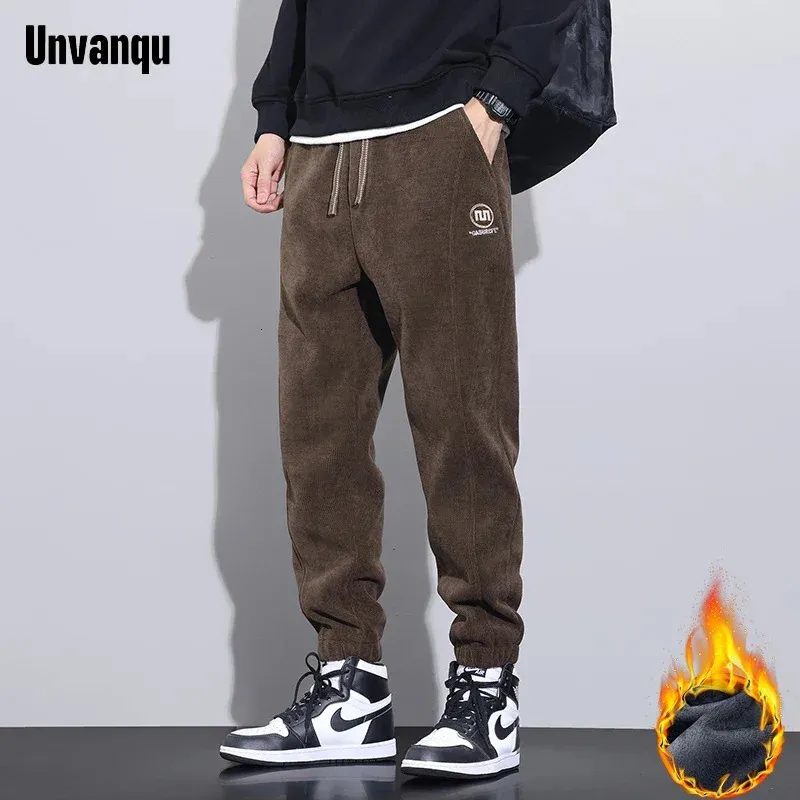 Mens Pants Unvanqu hiver coton polaire chaud pantalon décontracté hommes mode rue Y2K élasticité épaissir Joggers pantalon doux en vrac Harem 231218