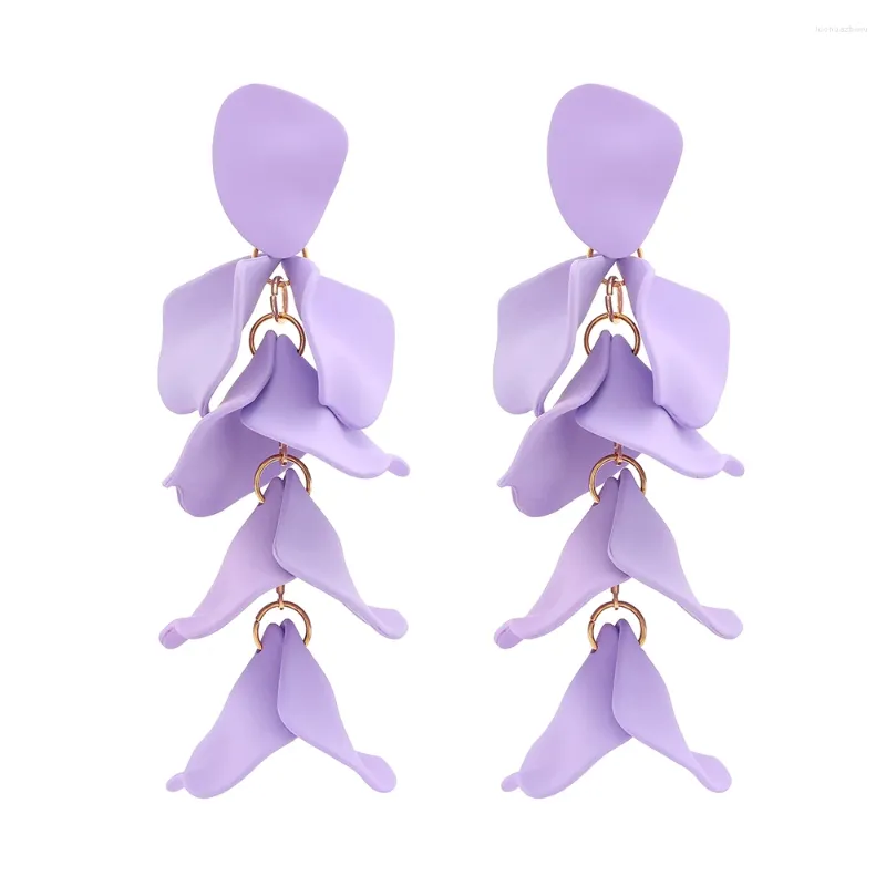 Boucles d'oreilles pendantes Ztech Long pétale de fleur pour femmes filles 14 couleurs à la mode élégante corée fée suspendus gland pendentif bijoux simples