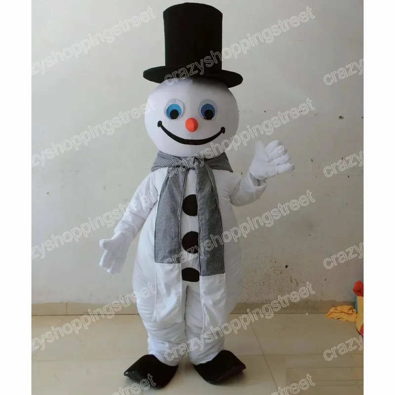 Jul Happy Snowman Mascot Costume Cartoon Character Outfits Halloween Carnival Dress passar vuxen storlek födelsedagsfest utomhusdräkt