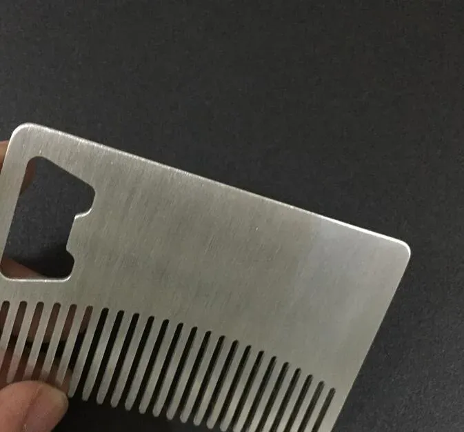 Fast shipping Professional Card style Men's mustache comb Beer openers Anti Static Stainless Steel Comb Bottle Opener