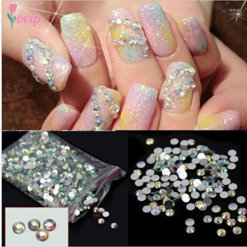 Nail Art Decorations 1000pcs 4mm AB Non Fix Flatback Crystal Clear Rhinestones Rhinestoens For Nails 3D Decoration Gems