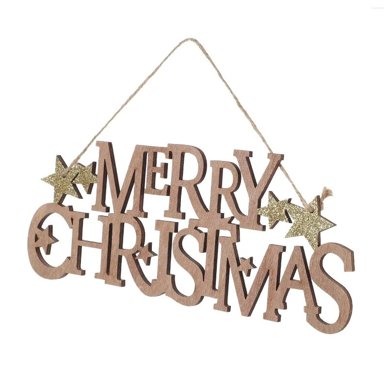 Decorative Figurines Christmas Wooden Xmas Letter Pendant Hanging Decor Sign For Front Door Craft Ornament Tree Blessing