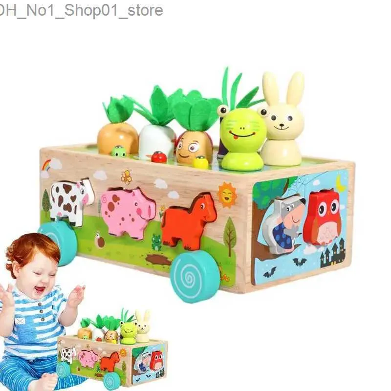 Sortera häckning Staping Toys Montessori Matchning Sortering Toy Wood Farm Animal Stacking Toys Toddler Fine Motor Färdigheter för 1+ år gamla Kids Education Toys Q231218