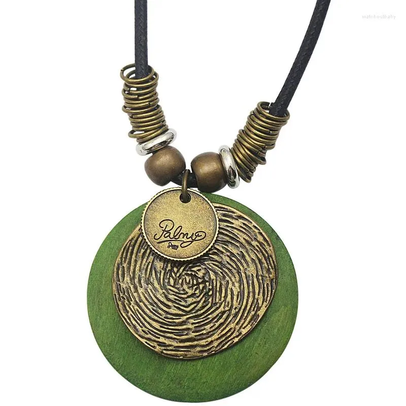 Pendant Necklaces Unisex Customized Vintage Carved Wooden Fashion Alloy Necklace Exaggerated Wholesale Jewelry Colgantes Collar Decorative