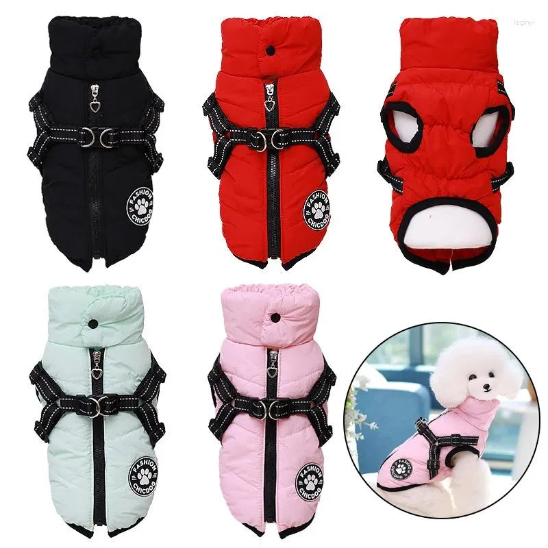 Abbigliamento per cani Giacca calda invernale con imbracatura per cani di piccola taglia Gatto Abbigliamento imbottito antivento per esterno Cucciolo Gilet Cappotto Chihuahua Pug Abiti