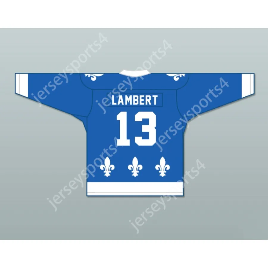 Anpassad blå Pierre Lambert 13 Les Saints de Chicoutimi Hockey Jersey New Top Stitched S-M-L-XL-XXL-3XL-4XL-5XL-6XL