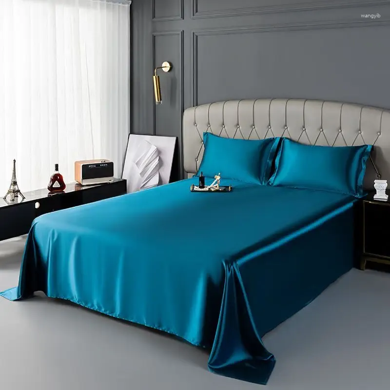 Beddengoed Sets Zomer Ijs Zijde Laken Licht Luxe High-end Home Dubbele Kit Pure Kleur Gladde Comfortabele Kussensloop