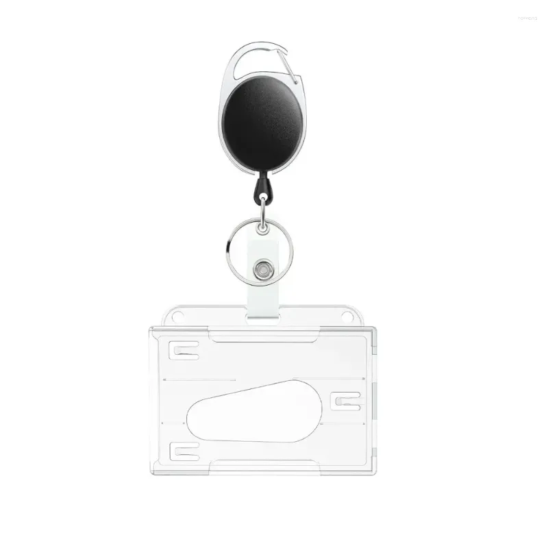 Card Holders Egg Shaped Badge Reel Keychain Clip With Holder Horizontal  Vertical Double Slot ID Tag Pass Work Permit Cover