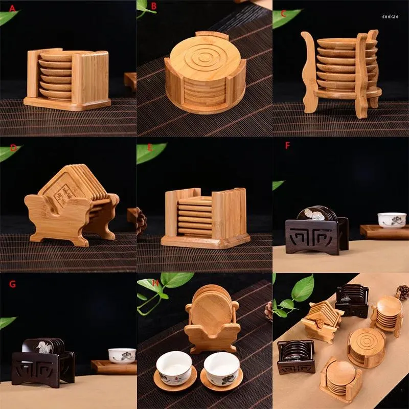 Tischsets, 6 Stück, runde Form, Bambus-Tassenablage für Glastassen, Tee, Kaffee, Becher, Flasche, Wasserhalter, natürliche Heimdekoration
