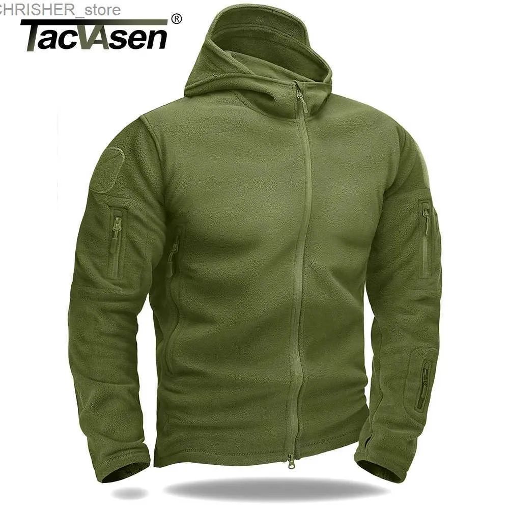 Taktiska jackor Tacvasen Warm Fleece Tactical Jacket Mens Army Jackets Windbreaker Outdoor Work Jacket vandring Huven Pälsblåsare Pocket Outwearl231218