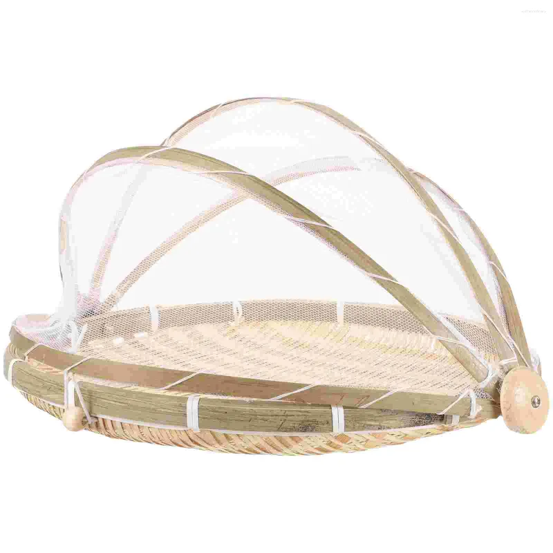 Dinnerware Sets Dustpan Storage Basket Tent Round Bamboo Sieve Mesh Covers Gauze Baskets Woven