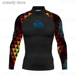 Men`s T-Shirts Surfing Shirt Long Seve Lycra For Men Swimming T-shirt Swimsuit Beach UV Protection Rash Guard Diving Rashguard Swimwear Suits T231104