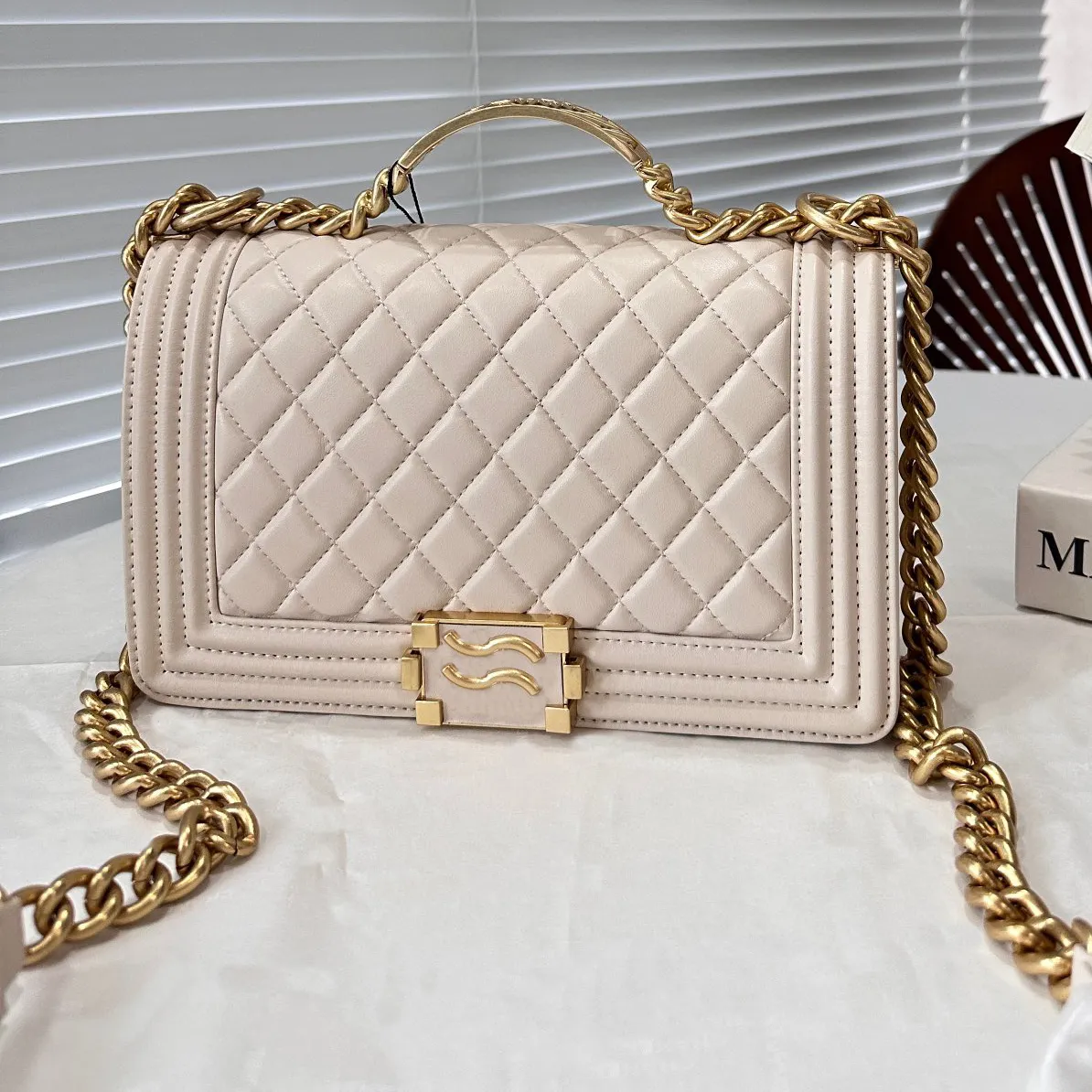 Spicy Mom Crossbody Bag Large Capacity, Designer Chain Strap, Gold