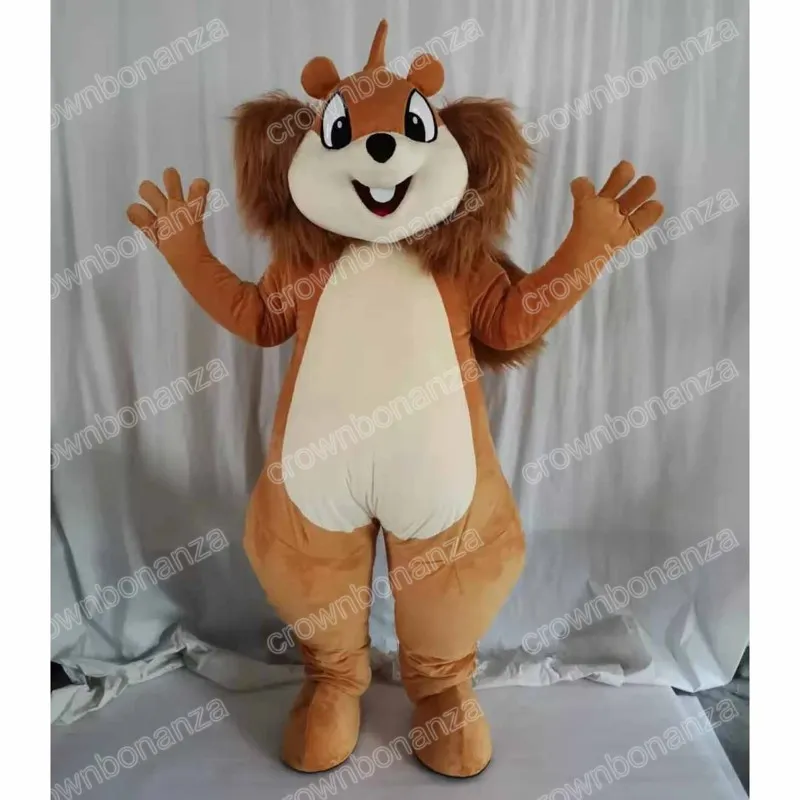 2024 Nouveau écureuil mascotte Costumes Halloween Cartoon personnage de personnage Suit Noël Festival de fête d'extérieur robe promotionnelle