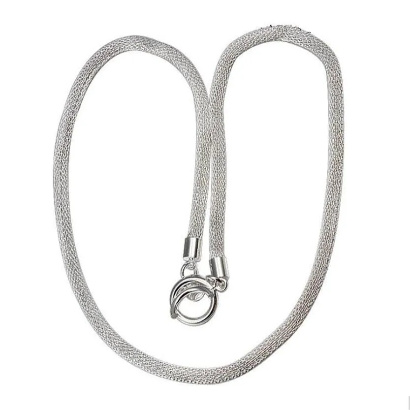 Pläterad sterling silver halsband 20 tum 4mm mesh form halsband fmsn087 fartyg 925 silverplatthalsband smycken chai2562