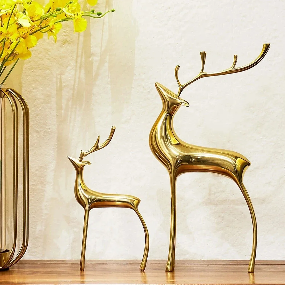 Чайные домашние животные, скандинавская рождественская фигурка оленя, геометрическая металлическая статуя лося, стоящего оленя для украшения дома и офиса 231218