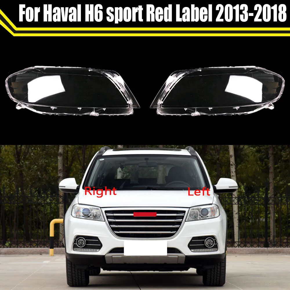 Fallens strålkastare för Great Wall Haval H6 Sport Red Label 2013 ~ 2018 strålkastarobjektiv Lampskärmslampan Lätt glasskal