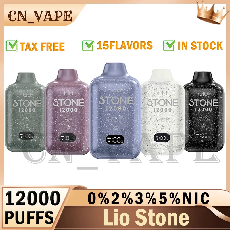 Original Lio Stone 12000 Puffs Electronic Cigarette Vape Pen 20 ML Dispossables Lio Stone 650mAh Uppladdningsbar batterityp C 12K 9K 15K Puff