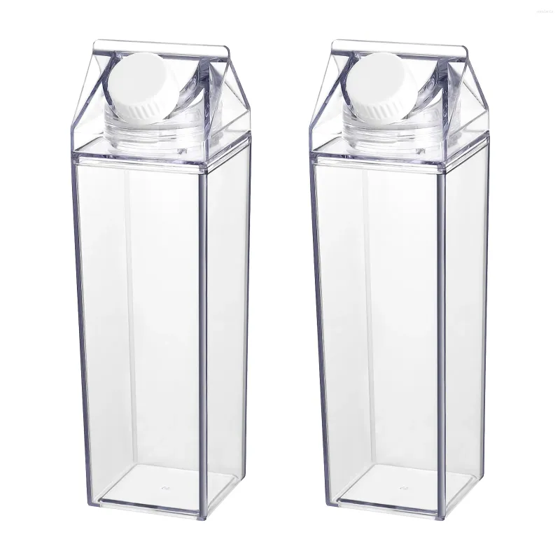 Garrafas de água garrafa de suco recipiente transparente chaleira bebida leite claro viagem quadrado