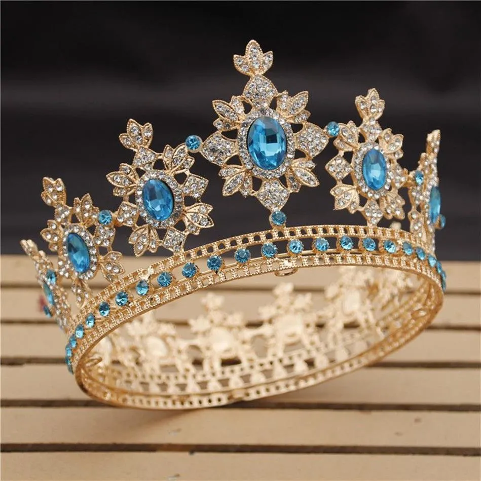 Luxus Royal King Hochzeitskrone Braut Diademe und Kronen Königin Haarschmuck Kristall Diadem Prom Kopfschmuck Kopfschmuck Festzug T272v