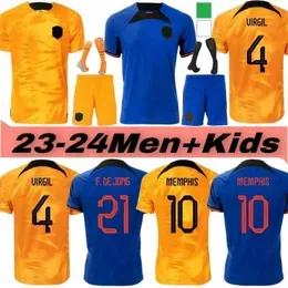 Men's Tracksuits Netherlands Memphis Soccer Jersey Holland Club De Jong Virgil Dumfries Bergvijn Shirt Klaassen Blind Ligt Men Kids Kit Football Shirt JPO9