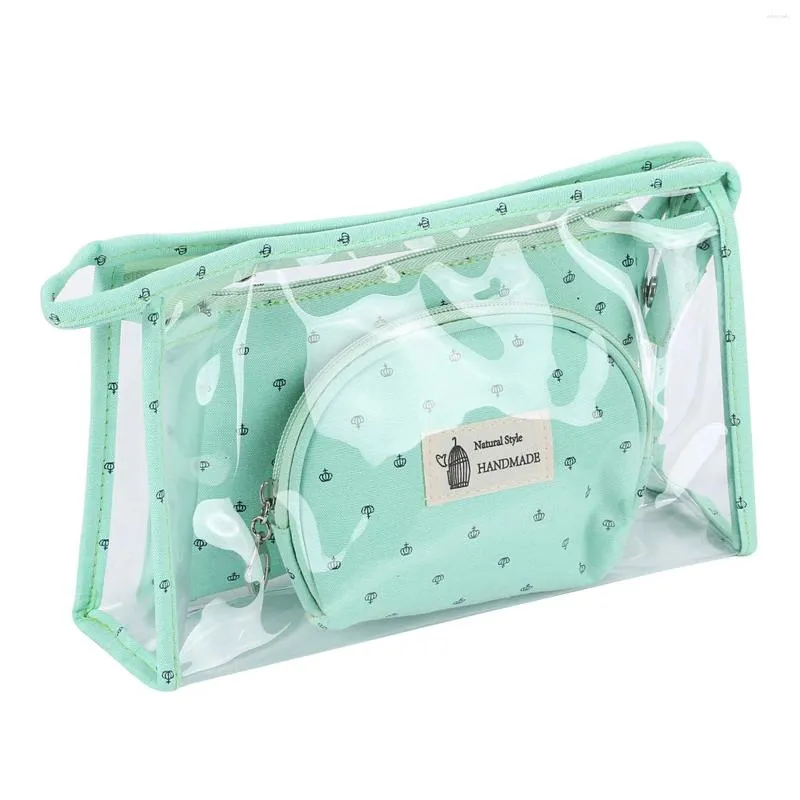 Borse per cosmetici 3 pezzi Custodia trasparente per trucco in PVC impermeabile per articoli da toeletta Borsa portatile con modello di stampa di moda per le donne